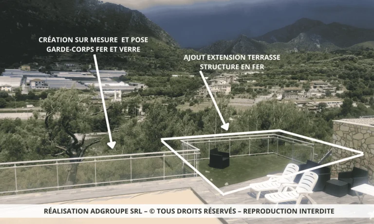 Extension de terrasse avec structure métallique sur mesure AD GROUPE