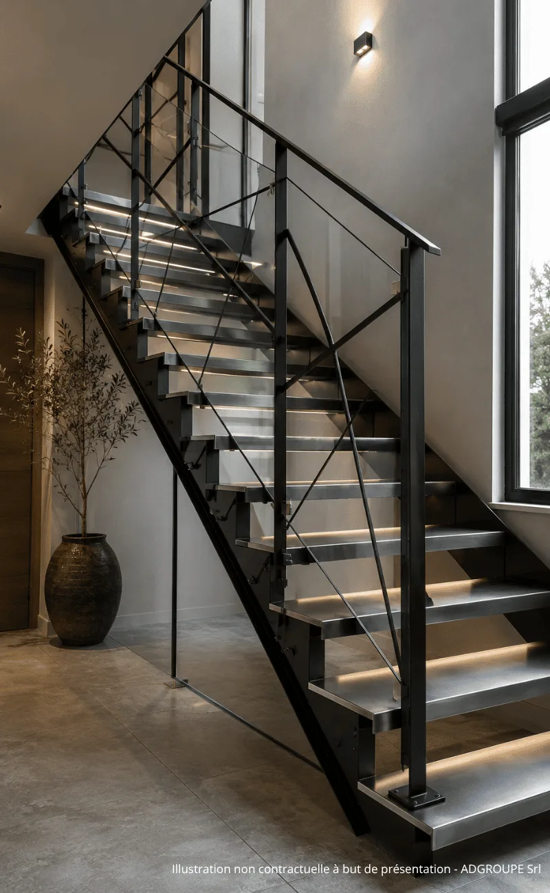 Escalier métallique sur mesure aux marches en acier