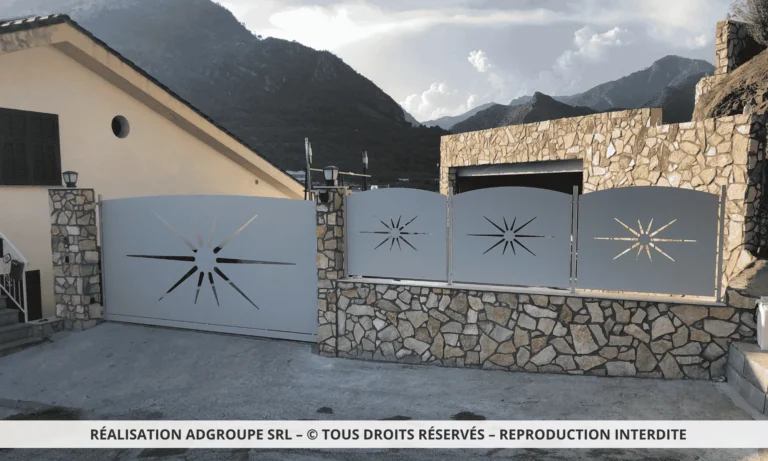 Portail en fer blanc sur mesure, découpe laser